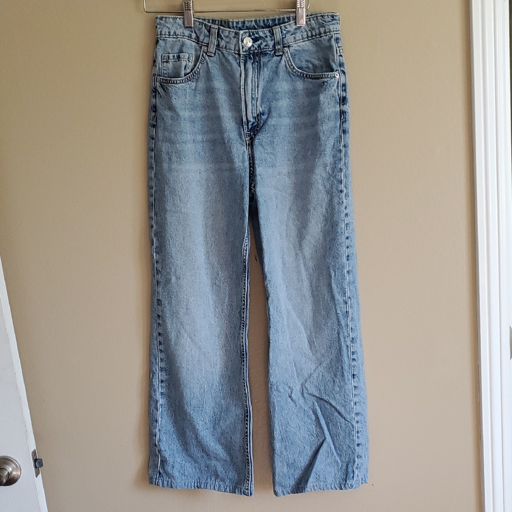 H&M Light Blue High Rise Wide Leg  Jeans
